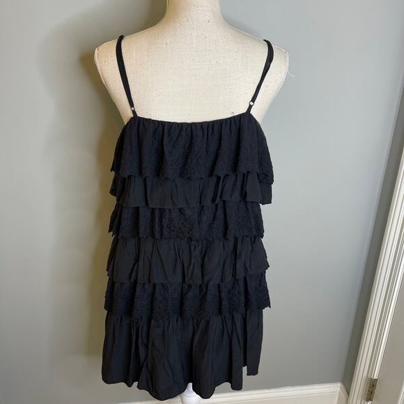 Do & Be Tiered Paloma Layered Black Ruffle Spaghetti Strap Dress, M - Picture 5 of 7